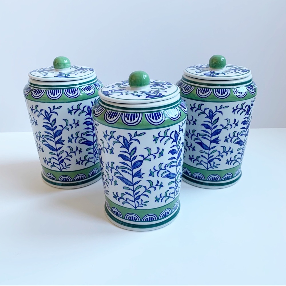 Decorative fine ceramic jars. Set of 3